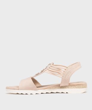 Sandales à petit talon compensé et brides élastiques femme - Emilia Rosa vue3 - EMILIA ROSA - GEMO
