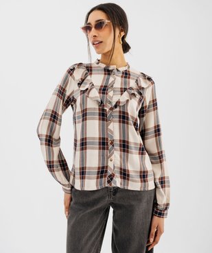 Chemise manches longues à carreaux et volants femme vue2 - GEMO(FEMME PAP) - GEMO