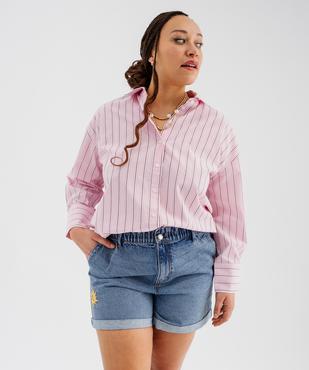 Chemise manches longues en coton rayé femme vue2 - GEMO (G TAILLE) - GEMO