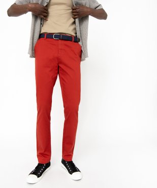 Pantalon en coton homme avec ceinture tressée vue1 - GEMO 4G HOMME - GEMO
