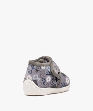 Chaussons garçon bottillons en velours imprimé et à scratch vue4 - GEMO 4G GARCON - GEMO