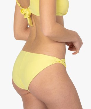 Bas de maillot de bain femme uni avec liens croisés vue2 - GEMO (PLAGE) - GEMO