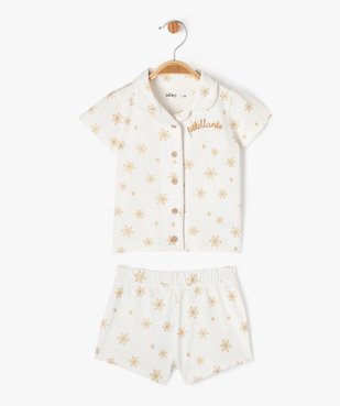 Pyjashort 2 pièces en coton avec motifs pailletés bébé fille vue1 - GEMO(BB COUCHE) - GEMO