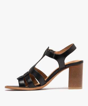 Sandales à brides dessus cuir à talon haut femme - Tanéo vue3 - TANEO - GEMO