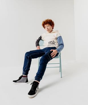 Sweat tricolore avec capuche doublée sherpa garçon vue5 - GEMO (JUNIOR) - GEMO