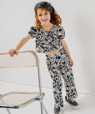 Pantalon imprimé en toile de coton fille vue1 - GEMO (ENFANT) - GEMO