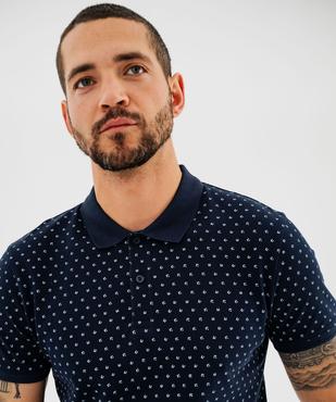 Polo manches courtes en maille piquée à micro-motifs homme vue2 - GEMO 4G HOMME - GEMO