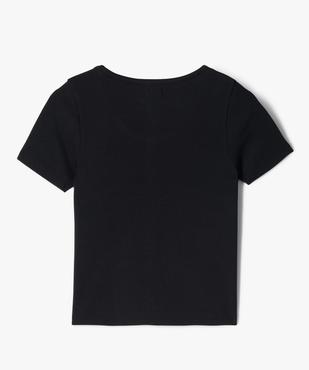 Tee-shirt manches courtes à côtes et faux boutons fille vue3 - GEMO 4G FILLE - GEMO