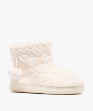 Chaussons bottillons en velours à motifs coeurs femme vue2 - GEMO(HOMWR FEM) - GEMO