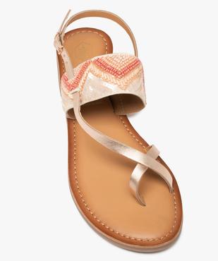 Sandales femme à entre-doigts en cuir et broderies perlées vue5 - GEMO (CASUAL) - GEMO