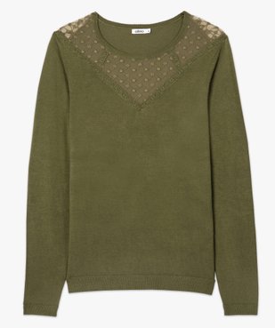 Pull femme en maille fine à décolleté dentelle vue4 - GEMO(FEMME PAP) - GEMO