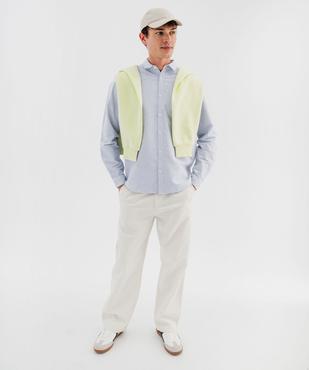 Chemise manches longues en chambray 100% coton homme vue4 - GEMO 4G HOMME - GEMO