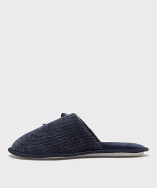 Chaussons mules en velours texturé avec petit noeud femme vue3 - GEMO(HOMWR FEM) - GEMO