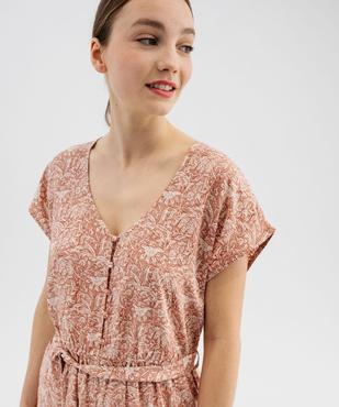 Combishort imprimé en viscose fluide femme vue2 - GEMO 4G FEMME - GEMO