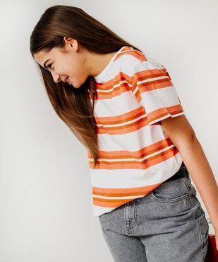 Tee-shirt manches courtes rayé fille vue6 - GEMO 4G FILLE - GEMO
