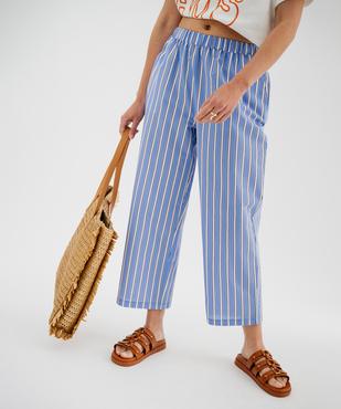 Pantalon en toile fine rayée femme vue2 - GEMO(FEMME PAP) - GEMO
