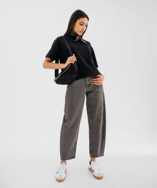 Tee-shirt manches courtes et col rond coupe oversize femme vue4 - GEMO 4G FEMME - GEMO