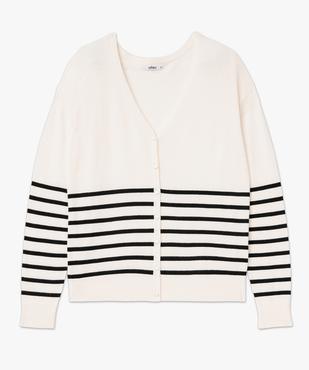 Gilet fin rayé à col V femme vue4 - GEMO 4G FEMME - GEMO