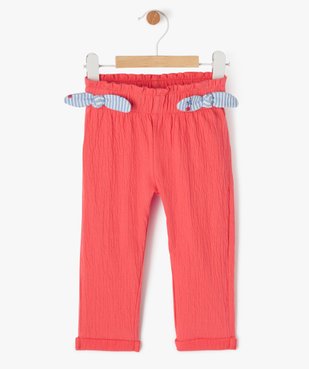 Pantalon en maille légère gaufrée et extensible bébé fille vue1 - GEMO(BEBE DEBT) - GEMO