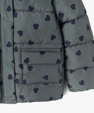 Blouson déperlant à capuche motifs coeurs doublé polaire fille vue2 - GEMO 4G FILLE - GEMO