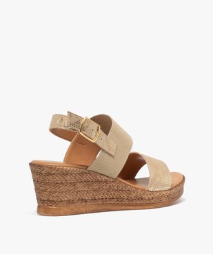 Sandales femme à talon compensé avec bride élastique scintillante vue4 - GEMO(URBAIN) - GEMO