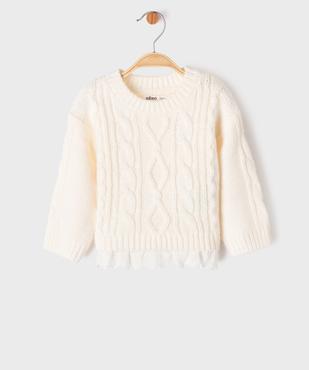 Pull à torsades avec bas en dentelle bébé fille vue1 - GEMO(BEBE DEBT) - GEMO