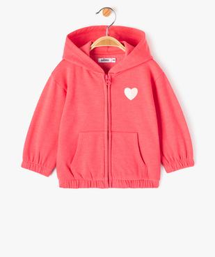Sweat zippé à capuche intérieur molletonné bébé fille vue1 - GEMO 4G BEBE - GEMO