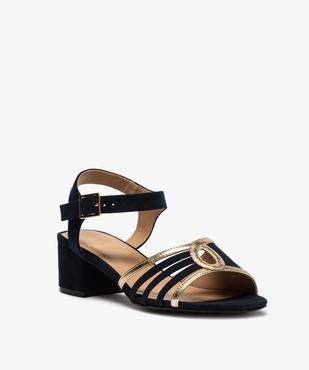 Sandales femme suédées à talon carré et détails métallisés vue2 - GEMO(URBAIN) - GEMO