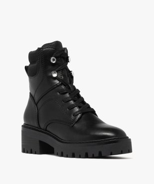 Boots femme fourrées avec col matelassé à paillettes et semelle épaisse crantée vue3 - 5 MILES - GEMO