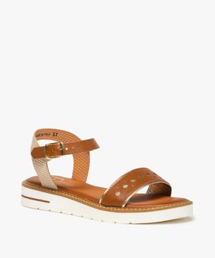 Sandales femme dessus cuir et semelle crantée – Tanéo vue2 - TANEO - GEMO