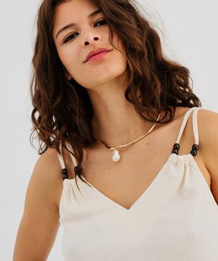 Débardeur à fines bretelles et perles femme vue2 - GEMO(FEMME PAP) - GEMO