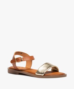 Sandales femme à talon plat dessus cuir métallisé - Tanéo vue2 - TANEO - GEMO