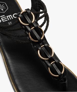 Sandales femme à talon plat et entre-doigts détails métal vue6 - GEMO (CASUAL) - GEMO