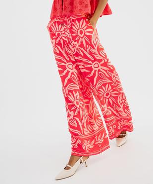Pantalon large et fluide en viscose imprimée femme vue1 - GEMO 4G FEMME - GEMO