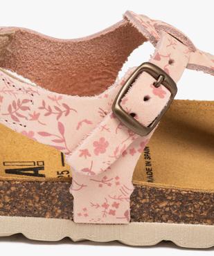 Sandales fille dessus en cuir velours à motifs fleuris et bride à boucle - NA! vue6 - NA! - GEMO