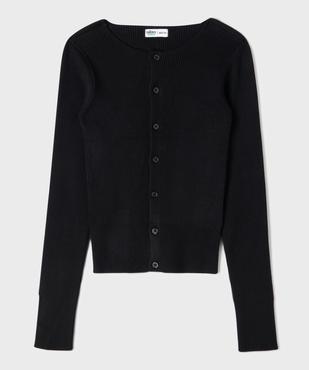 Gilet col rond en maille côtelée fille vue1 - GEMO (JUNIOR) - GEMO