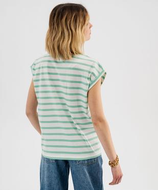 Tee-shirt rayé à manches ultra courtes femme vue3 - GEMO 4G FEMME - GEMO
