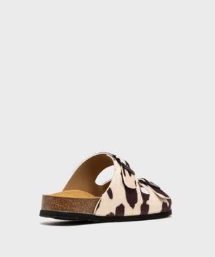 Mules à semelle intérieure cuir et motif pelage vache femme - Follow Me vue4 - FOLLOW ME - GEMO