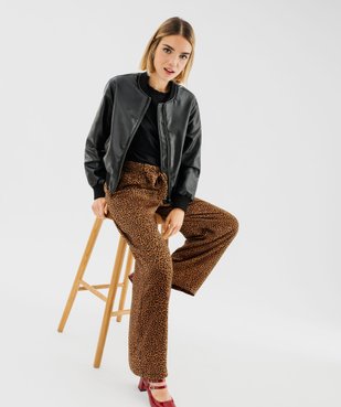 Pantalon fluide coupe large à motif léopard femme vue1 - GEMO(FEMME PAP) - GEMO