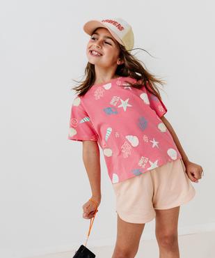 Tee-shirt à manches courtes à motifs estivaux fille vue4 - GEMO (ENFANT) - GEMO