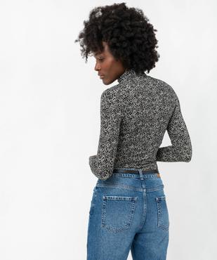 Tee-shirt manches longues et col roulé imprimé femme vue3 - GEMO 4G FEMME - GEMO