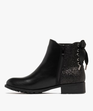 Boots femme Chelsea à détails pailletés avec ruban lacé à l'arrière vue3 - GEMO (CASUAL) - GEMO