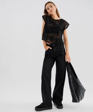 Jean wide leg taille haute femme vue4 - GEMO 4G FEMME - GEMO