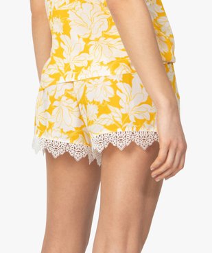 Short de pyjama femme fluide à dentelle à motif floral vue3 - GEMO(HOMWR FEM) - GEMO