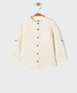 Chemise col rond en gaze de coton à manches retroussables bébé garçon vue1 - GEMO(BEBE DEBT) - GEMO