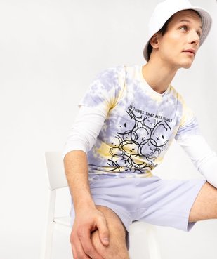 Tee-shirt manches courtes tie-and-dye à motifs homme - Smiley World vue1 - SMILEY WORLD - GEMO