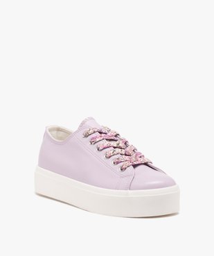 Baskets femme dessus vernis et uni avec semelle plateforme vue3 - GEMO (SPORTSWR) - GEMO