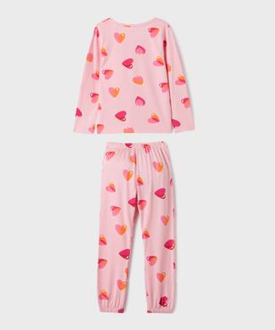 Pyjama en coton bicolore motif coeur fille vue3 - GEMO 4G FILLE - GEMO