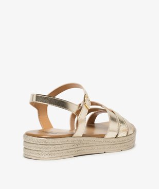 Sandales femme à brides brillantes avec semelle plateforme en corde vue4 - GEMO (CASUAL) - GEMO