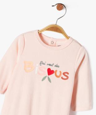 Pyjama en velours avec message coloré bébé fille vue2 - GEMO 4G BEBE - GEMO